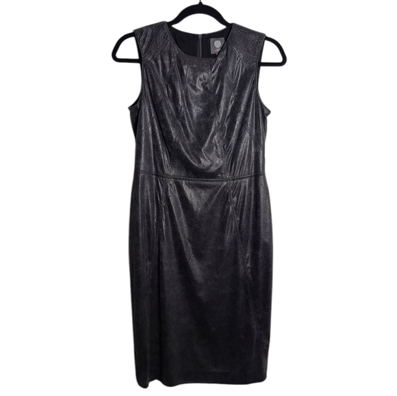 VINCE CAMUTO Leather Look Mini (Above the knee) Dress in Gun Metal Size 6 - Picture 1 of 14
